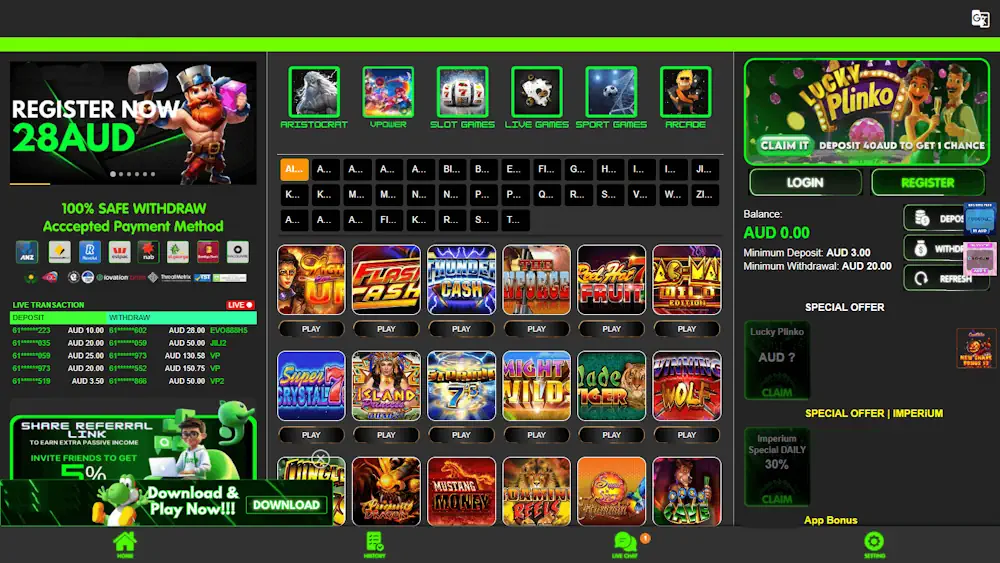 Crypto-first slot casino with USDT instant cashouts and a 900-title Hacksaw/Nolimit City lobby