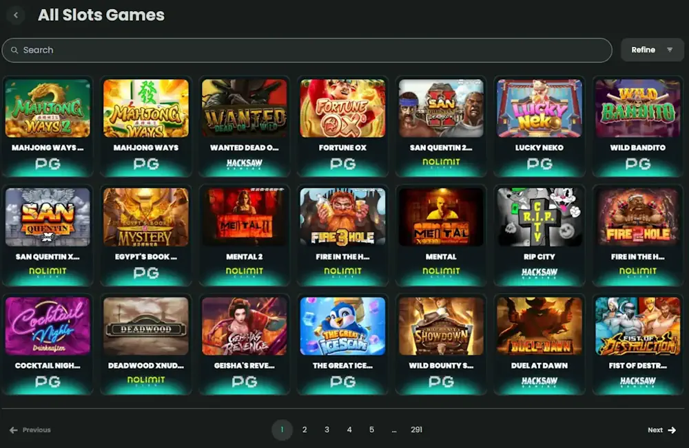 Multi-brand operator: shared back-office, separate slot lobbies per brand, unified casino payment gateway